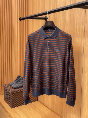 エルメネジルド・ゼニア ニット 偽物 上品 カジュアル ボーダー柄 ニットポロ 
