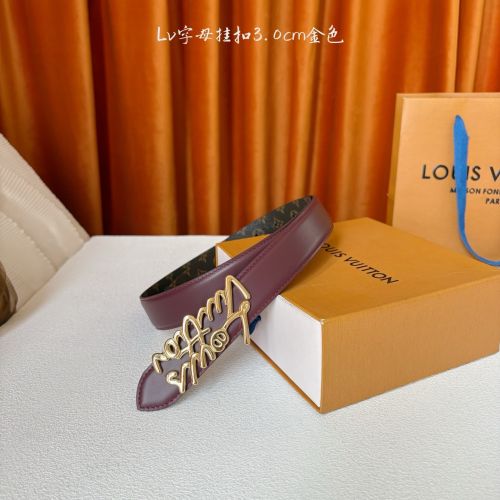 ベルト･LV スクリプト 30MM ルイ・ヴィトン ベルト スーパーコピー ワイン