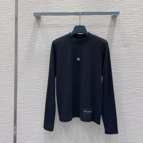 シンプル 着回し カットソー ルイ・ヴィトン Tシャツ 偽物 コットンブレンド ブラック