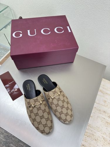 GUCCI ホースビット パンプス GGキャンバス ミュール ブラウン 23cm GGスプリーム キャンバス ホースビット ウィメンズ スリッパ ・GG