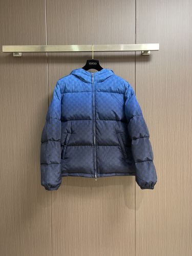 グラデーションGG フード付きダウンジャケット グッチ ダウンジャケット コピー ブルー