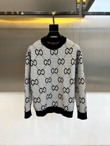 GG チェック柄 グッチ セーター 偽物 クルーネック プルオーバー ブラック