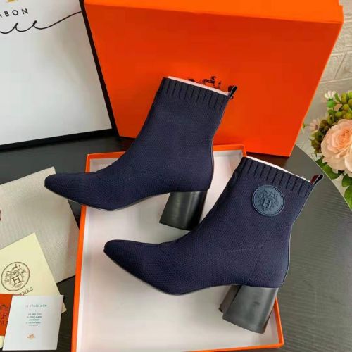 HERMES エルメス ジェナ ショートブーツ コピー アンクルブーツ ネイビー