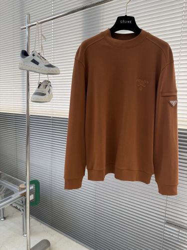シンプル カジュアル スウェットシャツ プラダ Tシャツ 偽物 ブラウン