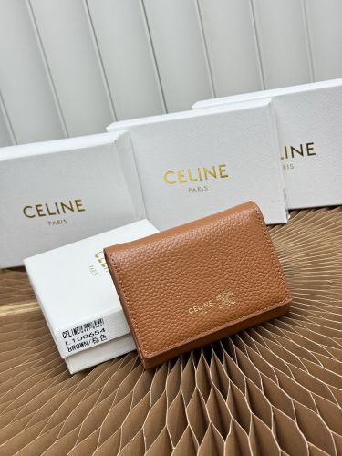 人気 おしゃれ 3つ折り財布 セリーヌ 財布 コピー ウォレット ブラウン