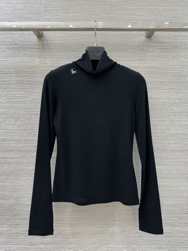 ウール＆テンセル ハイネック カットソー プラダ Tシャツ 偽物 ブラック
