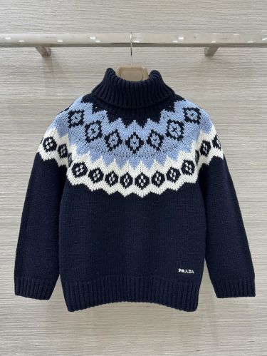 ウール＆カシミヤ ノルディック タートルネック ニット プラダ セーター 偽物