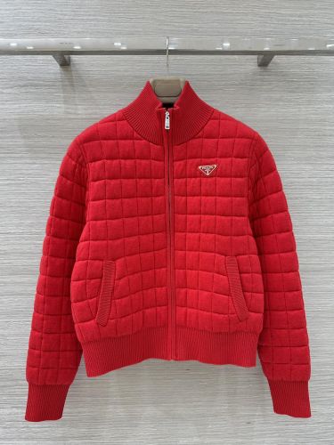 キルティング ジップアップ ブルゾン プラダ ジャケット コピー レッド