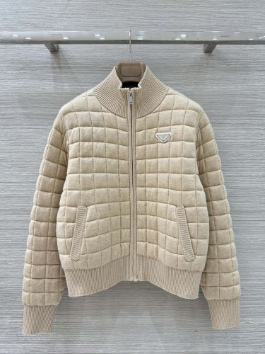 キルティング ジップアップ ブルゾン プラダ ジャケット コピー ベージュ