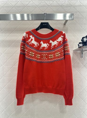 秋冬 ノルディック ウールニット セリーヌ セーター コピー レッド