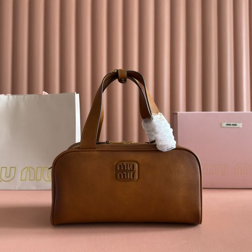 レザー トップハンドルバッグ ミュウミュウ バッグ スーパーコピー レディースバッグ ブラウン