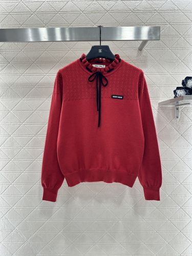 フェンミン 可愛い ニット プルオーバー ミュウミュウ セーター 偽物 レッド