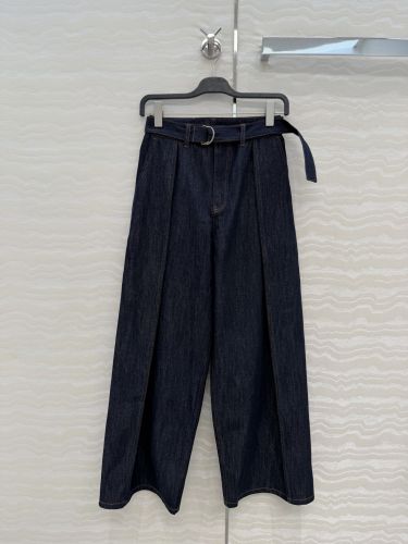 おしゃれ ベルテッド ジーンズ ロエベ スーパーコピー デニムパンツ ダークブルー