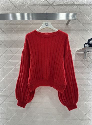 エレガント バルーンスリーブ セーター ロエベ コピー モヘアブレンド レッド