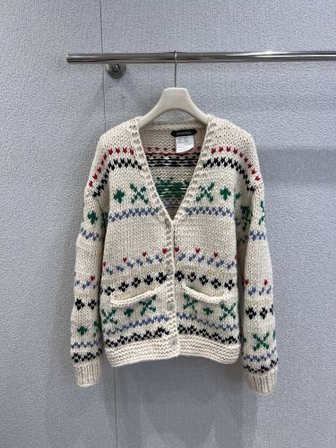 フェアアイル柄 ローゲージ カシミヤ カーディガン シャネル ニット 偽物 Vネック