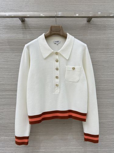 洗練された 襟付き ニットプルオーバー シャネル ニット 偽物 カシミヤ
