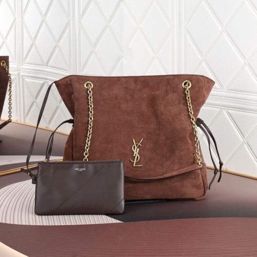 YSL ジェイミー ショッピング スエード イヴ・サンローラン バッグ コピー ブラウン