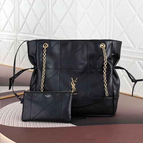 人気 レザー YSL ジェイミー ショッピング イヴ・サンローラン バッグ コピー ブラック
