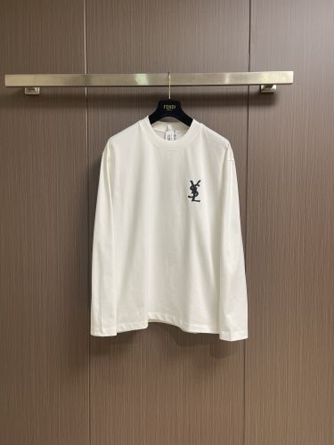 シンプル ロゴ 長袖Tシャツ イヴ・サンローラン Tシャツ 偽物 ホワイト