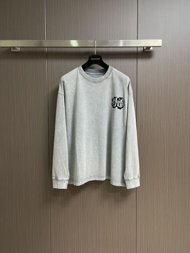 ウォッシュ加工 ロゴ ロングスリーブTシャツ バレンシアガ Tシャツ 偽物 グレー