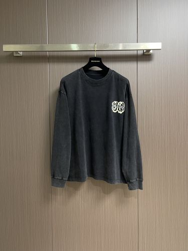 ウォッシュ加工 ロゴ ロングスリーブTシャツ バレンシアガ Tシャツ 偽物 ブラック
