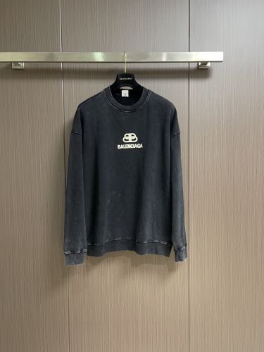 バレンシアガ Tシャツ 偽物 おしゃれ ロゴ入り コットン スウェットシャツ ブラック