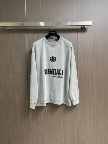 カジュアル ロゴ入り 長袖Tシャツ バレンシアガ Tシャツ 偽物 コットン グレー