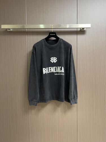 コットン ロゴ入り 長袖Tシャツ バレンシアガ Tシャツ 偽物 カジュアル ブラック