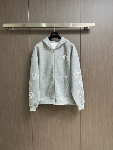 カジュアル ストリート ジップアップパーカー クロムハーツ パーカー 偽物 グレー