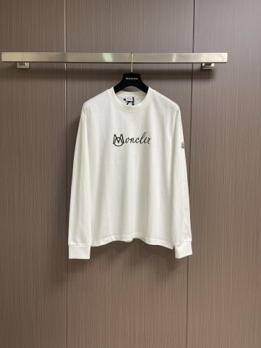 カジュアル ロゴ入り コットン 長袖Tシャツ モンクレール Tシャツ 偽物 ホワイト