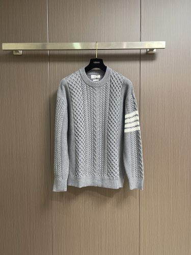 4BAR ケーブル編み クルーネックセーター トムブラウン セーター 偽物 グレー
