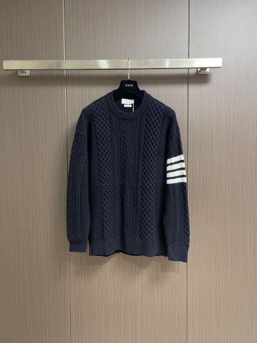 4BAR ケーブル編み クルーネックセーター トムブラウン セーター 偽物 ネイビー