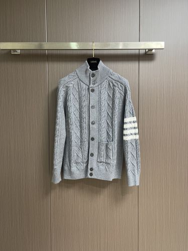 4BAR ケーブルニット スタンドカラー カーディガン トムブラウン ニット 偽物 グレー