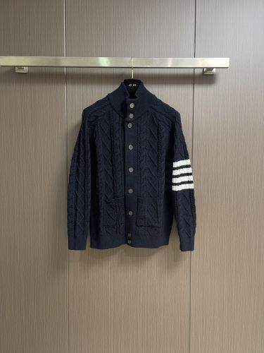 4BAR ケーブルニット スタンドカラー カーディガン トムブラウン ニット 偽物 ブラック