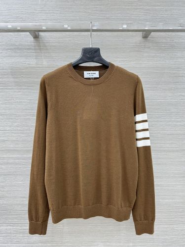 4BAR メリノウール クルーネックニット トムブラウン セーター 偽物 キャメル