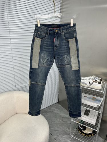 スタイリッシュ 切り替え デニムパンツ ディースクエアード ジーンズ 偽物