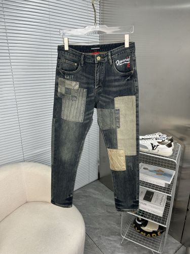 注目される パッチワーク デニムパンツ ディースクエアード ジーンズ 偽物
