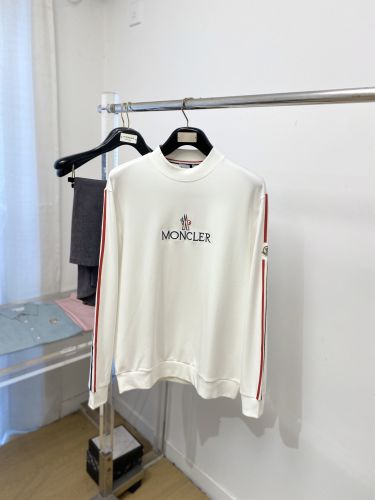 サイドライン クルーネック スウェットシャツ モンクレール Tシャツ 偽物 コットン ホワイト