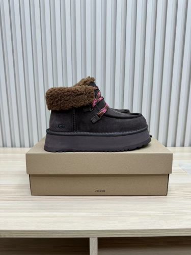 UGG プラットフォーム スエード レースアップブーツ アグ スーパーコピー ダークブラウン