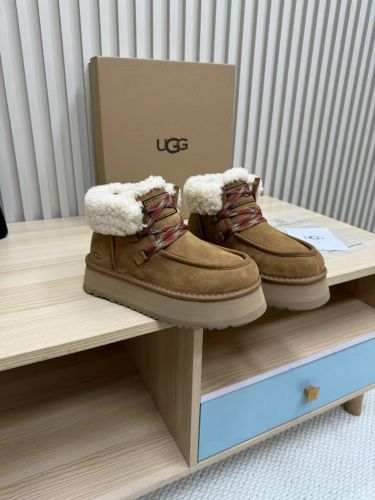アグ スーパーコピー UGG プラットフォーム スエード レースアップブーツ ブラウン