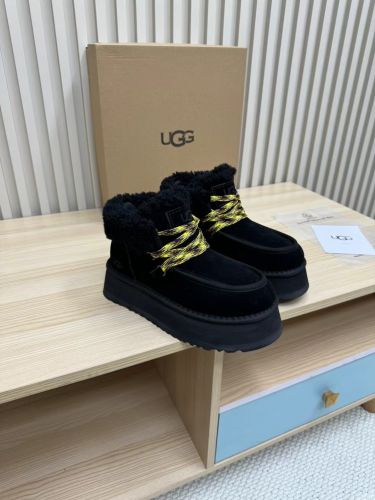 UGG アグ スーパーコピー プラットフォーム スエード レースアップブーツ ブラック