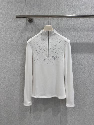 ラインストーン ハーフジップ モックネックトップス アレキサンダーワング Tシャツ コピー ホワイト