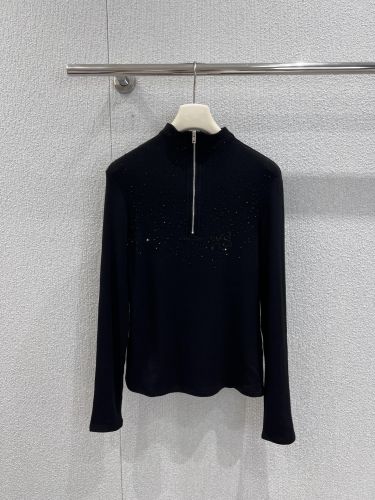 アレキサンダーワング Tシャツ コピー ラインストーン ハーフジップ トップス ブラック