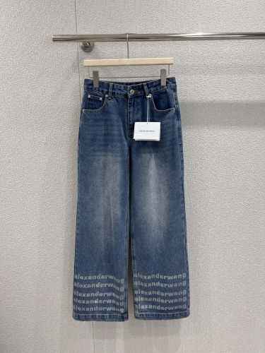 スタイリッシュ ラインストーンロゴ デニムパンツ アレキサンダーワング ジーンズ コピー
