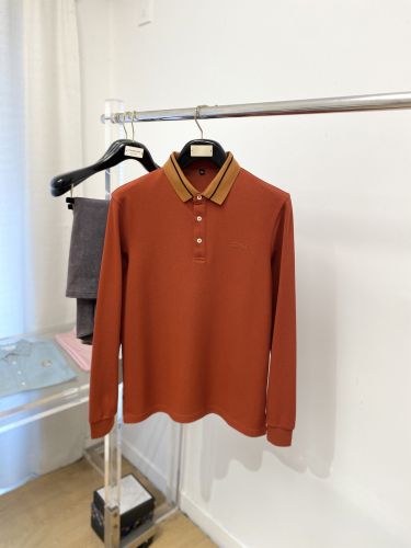 洗練された ロゴ入り エルメネジルド・ゼニア Tシャツ 偽物 長袖 ポロシャツ オレンジ