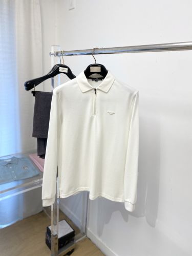 洗練された ハーフジップ 長袖ポロシャツ エルメネジルド・ゼニア Tシャツ 偽物 ホワイト
