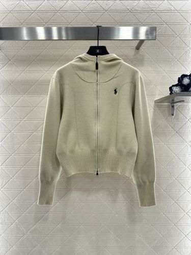 上品 カジュアル ラルフローレン ニット 偽物 ダブルジップ ニットパーカー ベージュ