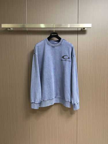 カジュアル ウォッシュ加工 スウェットシャツ バレンシアガ Tシャツ 偽物 ブルー