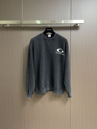 カジュアル ウォッシュ加工 スウェットシャツ バレンシアガ Tシャツ 偽物 ブラック