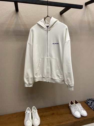 バレンシアガ パーカー 偽物 ロゴ ジップアップ フーディー フェード加工 